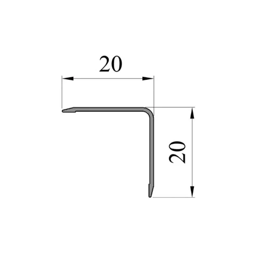 Алюминиевый отделочный уголок У-20х20 мм золото глянцевое, 2,7м
