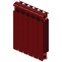 Биметаллический радиатор Rifar Monolit 500x6 секций, боковое подкл-е, бордо