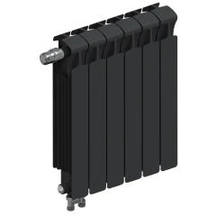 Биметаллический радиатор Rifar Monolit Ventil 500x6 секций, левое подкл-е, антрацит