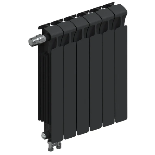 Биметаллический радиатор Rifar Monolit Ventil 500x6 секций, левое подкл-е, антрацит