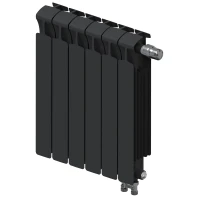 Биметаллический радиатор Rifar Monolit Ventil 500x6 секций, правое подкл-е, антрацит