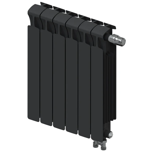 Биметаллический радиатор Rifar Monolit Ventil 500x6 секций, правое подкл-е, антрацит