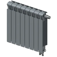 Биметаллический радиатор Rifar Monolit Ventil 500x8 секций, правое подкл-е, титан