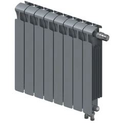 Биметаллический радиатор Rifar Monolit Ventil 500x8 секций, правое подкл-е, титан