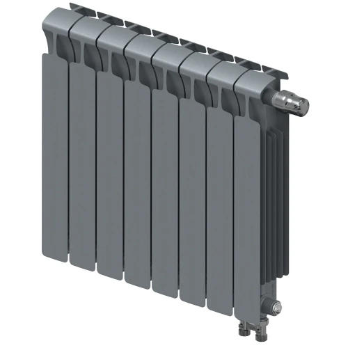 Биметаллический радиатор Rifar Monolit Ventil 500x8 секций, правое подкл-е, титан