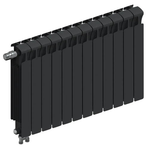 Биметаллический радиатор Rifar Monolit Ventil 500x12 секций, левое подкл-е, антрацит