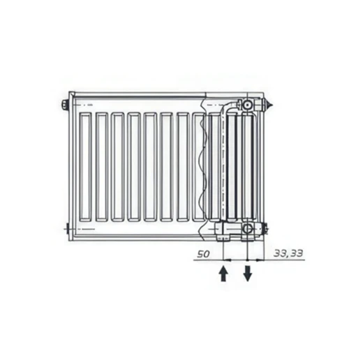 Стальной радиатор AXIS 11 Ventil 600x500, нижнее подкл-е