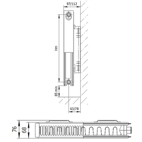 Стальной радиатор AXIS 21 Ventil 700x500, нижнее подкл-е