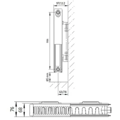 Стальной радиатор AXIS 21 Ventil 1400x500, нижнее подкл-е