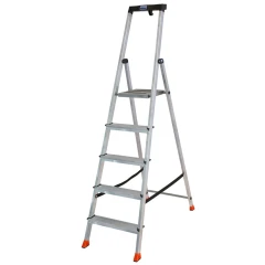 Стремянка Safety алюминиевая 5 ступеней, с большой полкой