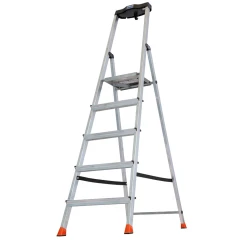 Стремянка Safety алюминиевая 5 ступеней, с большой полкой
