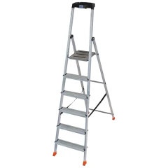 Стремянка Safety алюминиевая 6 ступеней, с большой полкой