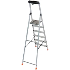 Стремянка Safety алюминиевая 6 ступеней, с большой полкой