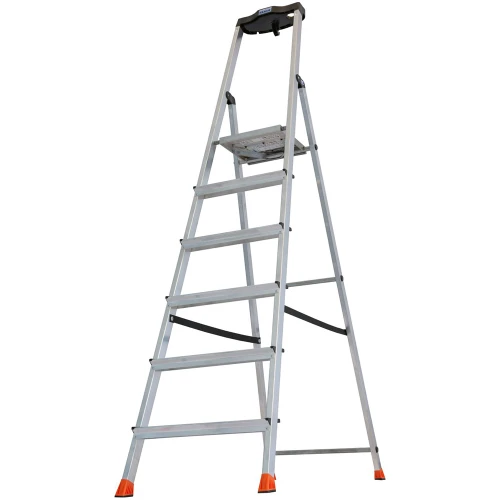 Стремянка Safety алюминиевая 6 ступеней, с большой полкой