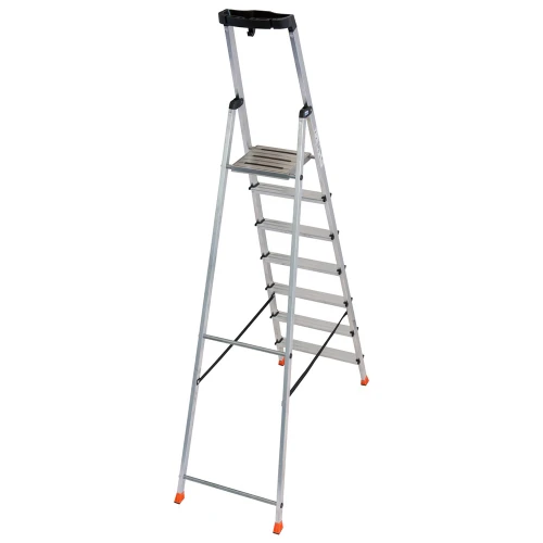 Стремянка Safety алюминиевая 7 ступеней, с большой полкой
