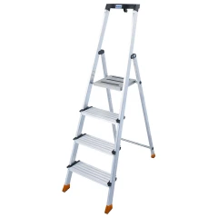 Стремянка Sepuro алюминиевая 4 ступени, с широкими ступенями