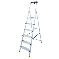 Стремянка Sepuro алюминиевая 6 ступеней, с широкими ступенями