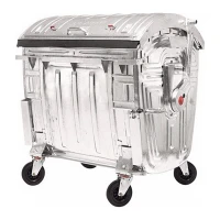 Евроконтейнер для мусора оцинкованный К-01 1100 л с полукруглой крышкой, на колёсах