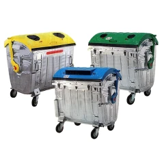 Евроконтейнер для мусора оцинкованный К-04 1100 л для раздельного сбора отходов, на колёсах
