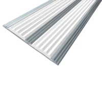 Противоскользящая алюминиевая полоса с двумя вставками 70х5,5 мм 1,5 м белый