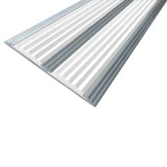 Противоскользящая алюминиевая полоса с двумя вставками 70х5,5 мм 1,5 м белый