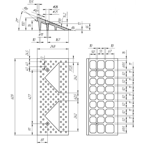 Съезд с бордюра СП-100-1 основная часть со светоотражателем, композит