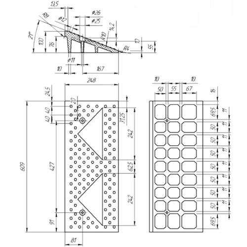 Съезд с бордюра СП-100-1 основная часть без светоотражателя, композит