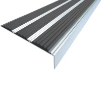 Противоскользящий алюминиевый угол с тремя вставками 98х6,5х22,4 мм 1,5 м чёрный