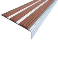 Противоскользящий алюминиевый угол с тремя вставками 98х6,5х22,4 мм 1,5 м коричневый