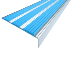 Противоскользящий алюминиевый угол с тремя вставками 98х6,5х22,4 мм 1,5 м голубой
