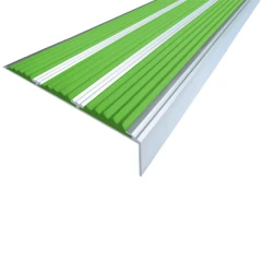 Противоскользящий алюминиевый угол с тремя вставками 98х6,5х22,4 мм 1,5 м зелёный