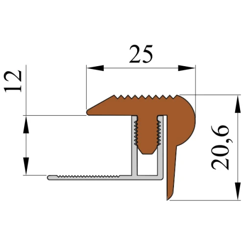 Закладной противоскользящий профиль Flex Mini 2,7 м + база 12 мм оранжевый