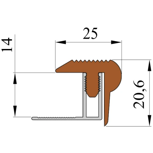 Закладной противоскользящий профиль Flex Mini 2,7 м + база 14 мм желтый