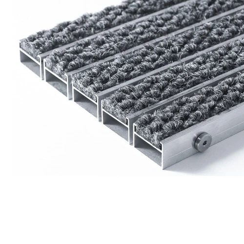 Грязезащитная алюминиевая решетка экстрим резина-текстиль, 26мм