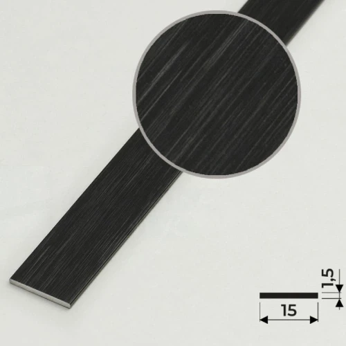 Алюминиевая полоса 15х1,5мм, 2,7м, браш черный/глянец