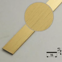 Алюминиевая полоса 15х1,5мм, 2,7м, браш золото/глянец