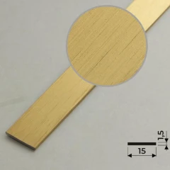 Алюминиевая полоса 15х1,5мм, 2,7м, браш золото/глянец