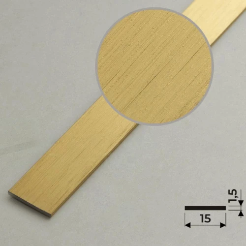 Алюминиевая полоса 15х1,5мм, 2,7м, браш золото/глянец