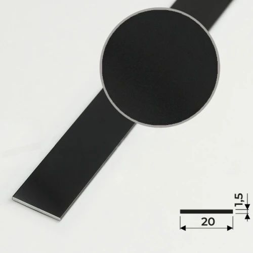Алюминиевая полоса 20х1,5мм, 2,7м, черный/глянец