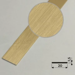 Алюминиевая полоса 20х1,5мм, 2,7м, браш золото/глянец