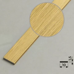 Алюминиевая полоса 10х1,5мм, 2,7м, браш золото/глянец