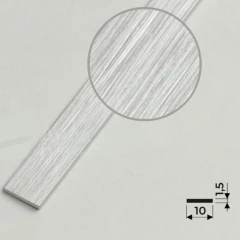 Алюминиевая полоса 10х1,5мм, 2,7м, браш серебро/глянец