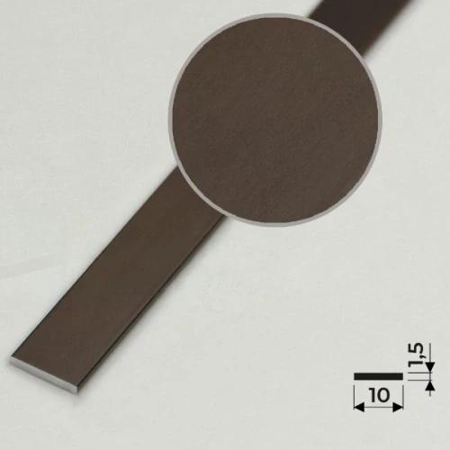 Алюминиевая полоса 10х1,5мм, 2,7м, бронза/глянец