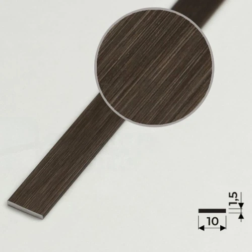 Алюминиевая полоса 10х1,5мм, 2,7м, браш бронза/глянец