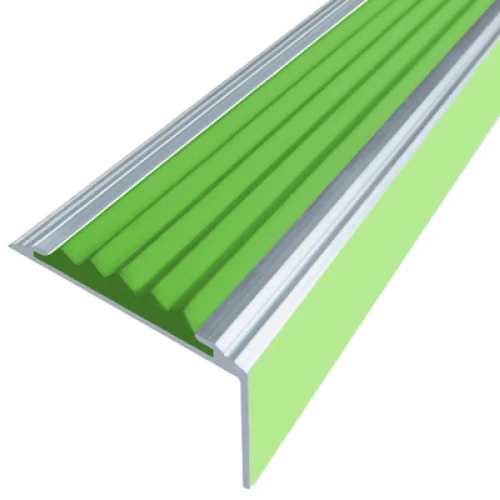 Противоскользящий алюминиевый угол-порог АУ38 ФЭС 38х5,5х22мм (резин.вст.), 1,35м, зеленый