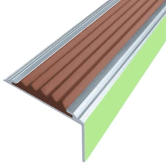 Противоскользящий алюминиевый угол-порог АУ38 ФЭС 38х5,5х22мм (резин.вст.), 2м, коричневый