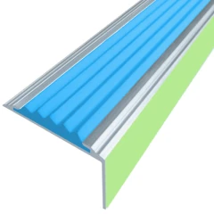 Противоскользящий алюминиевый угол-порог АУ38 ФЭС 38х5,5х22мм (резин.вст.), 2м, голубой