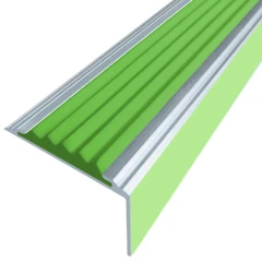 Противоскользящий алюминиевый угол-порог АУ38 ФЭС 38х5,5х22мм (резин.вст.), 2м, зеленый