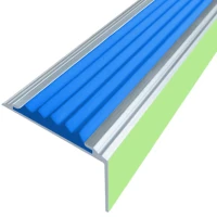 Противоскользящий алюминиевый угол-порог АУ38 ФЭС 38х5,5х22мм (резин.вст.), 2,7м, синий
