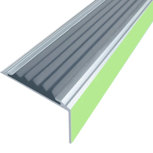 Противоскользящий алюминиевый угол-порог АУ38 ФЭС 38х5,5х22мм (резин.вст.), 3м, серый